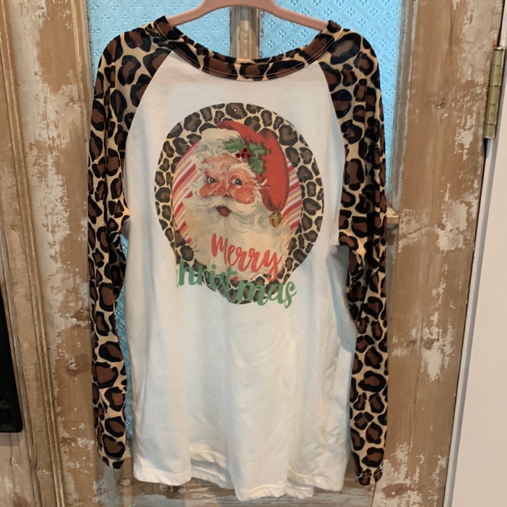 Girls Cheetah Santa Top, Prissy Pants, Christmas, Kids Size 8